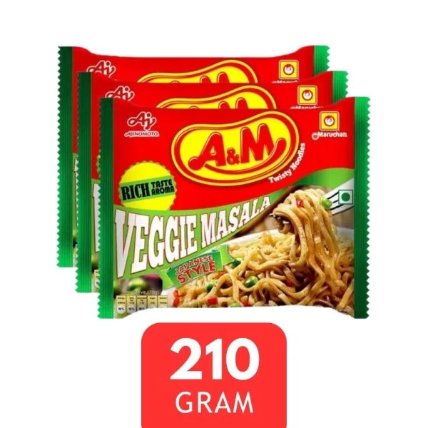 a&m veggie masala noodles 3 pack 210g