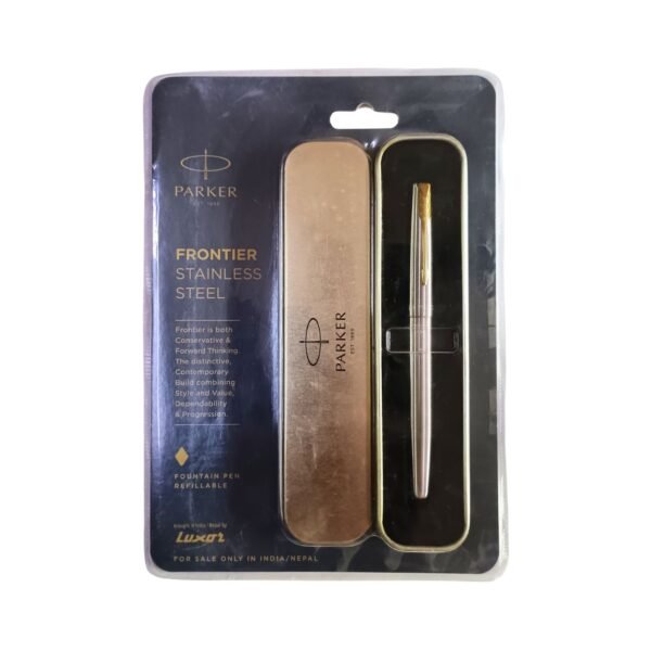 Parker Frontier Stainless Steel Fountain Pen Fine Gold Nib S