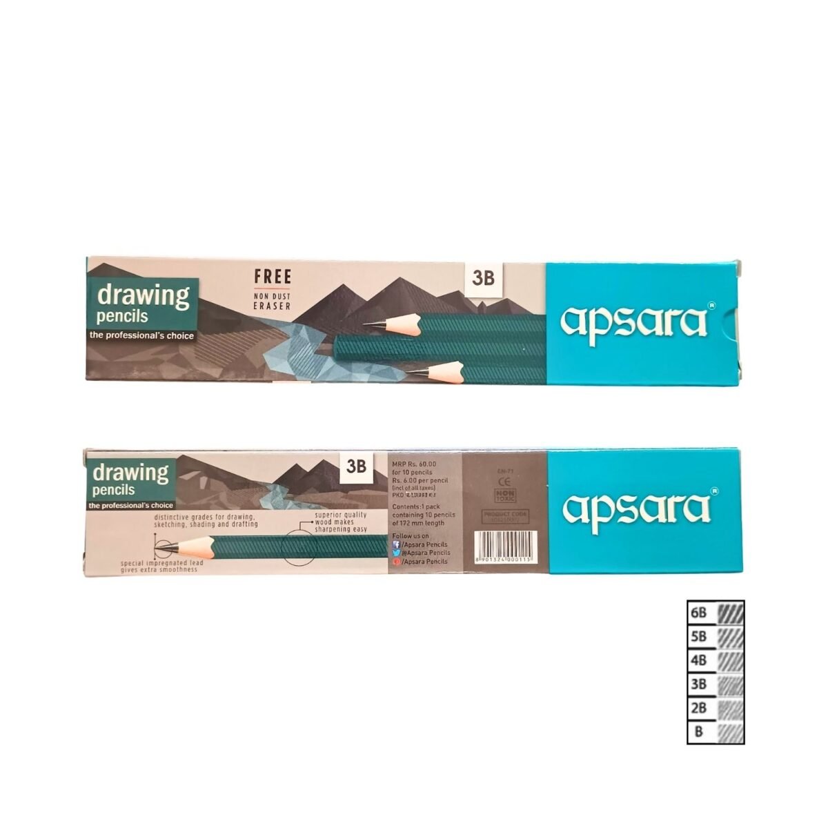 Absara Drawing Pencil 3B - Pack of 10