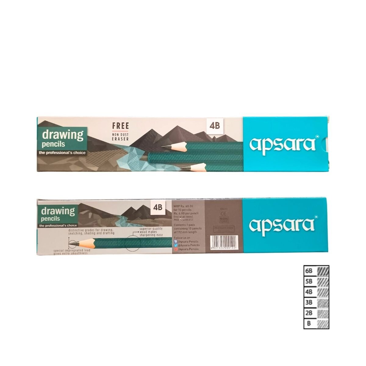 Absara Drawing Pencil 4B - Pack of 10