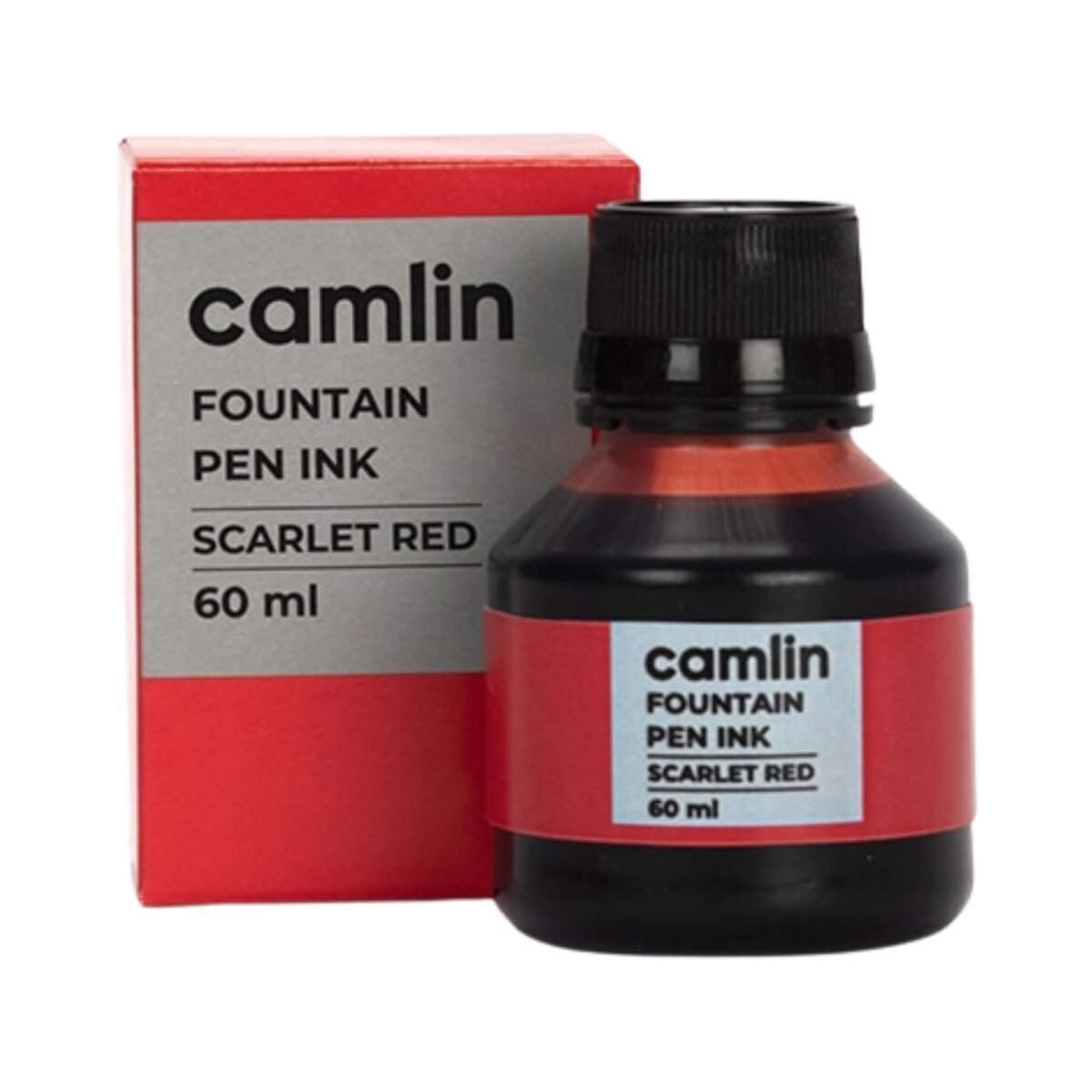Camlin Fountain Pen Ink Scarlet Red in 60 ml