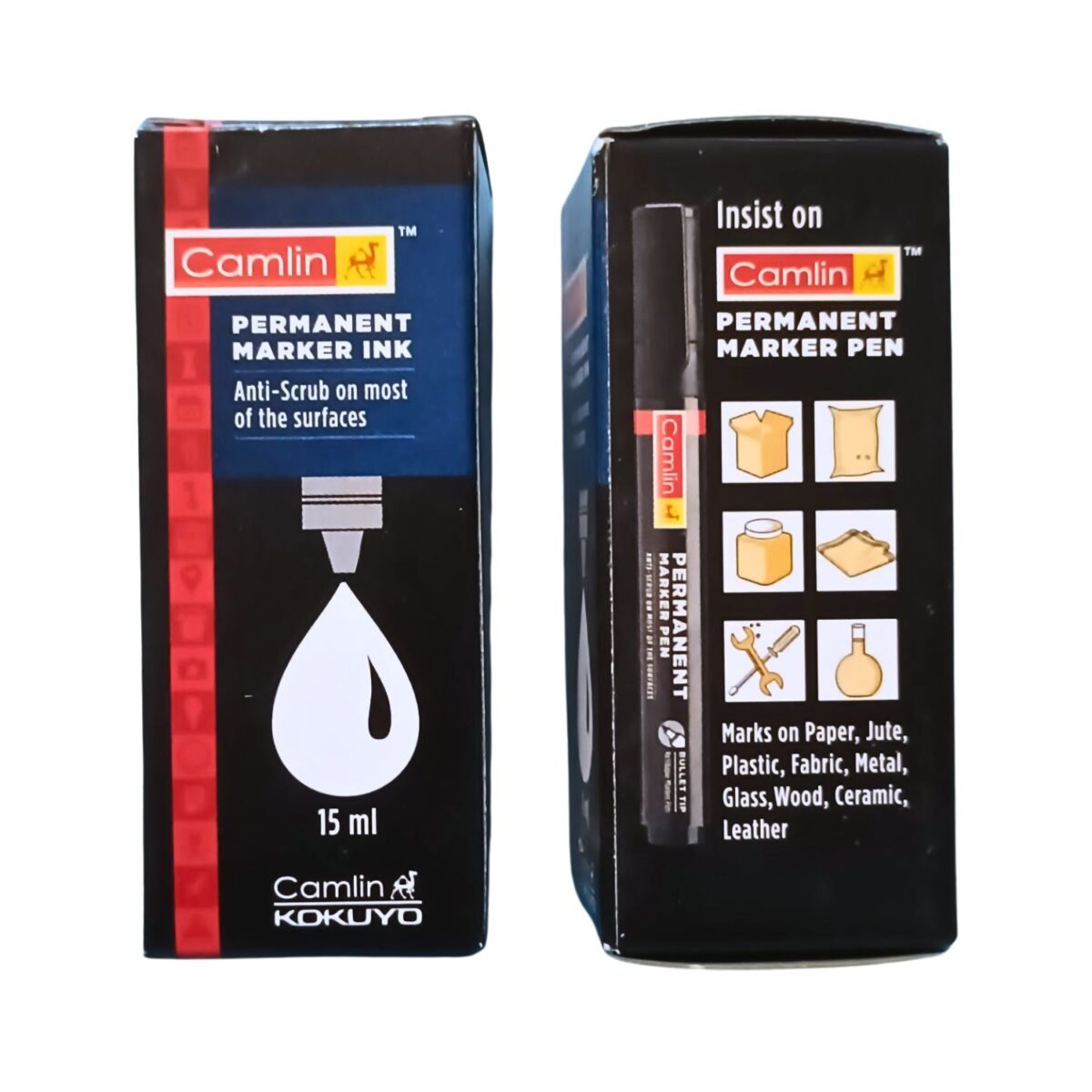 Camlin Permanent Marker Ink 15ml Black - UV Resistant