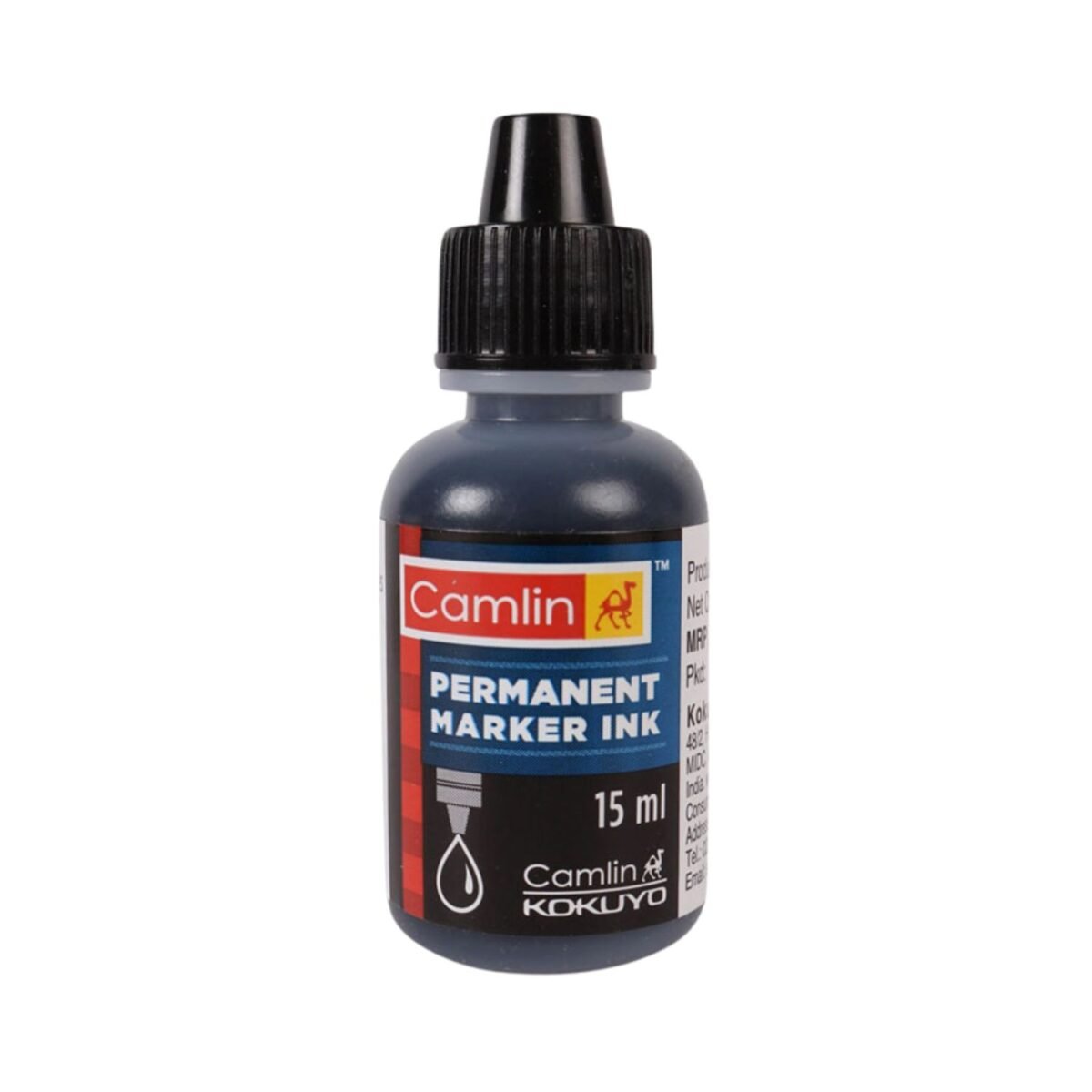 Camlin Permanent Marker Ink 15ml Black - UV Resistant