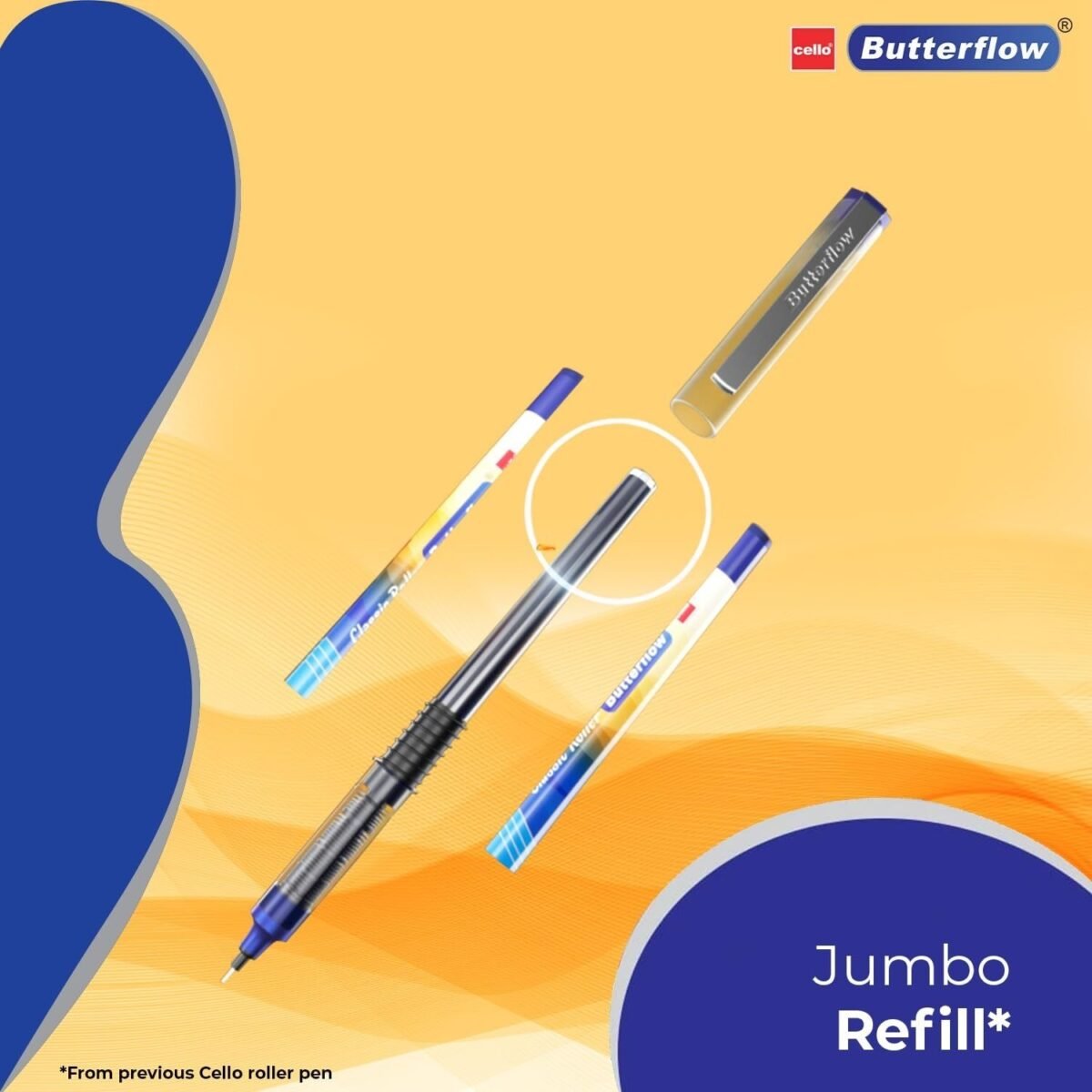 Cello Butterflow Classic Roller Pen Blue Ink
