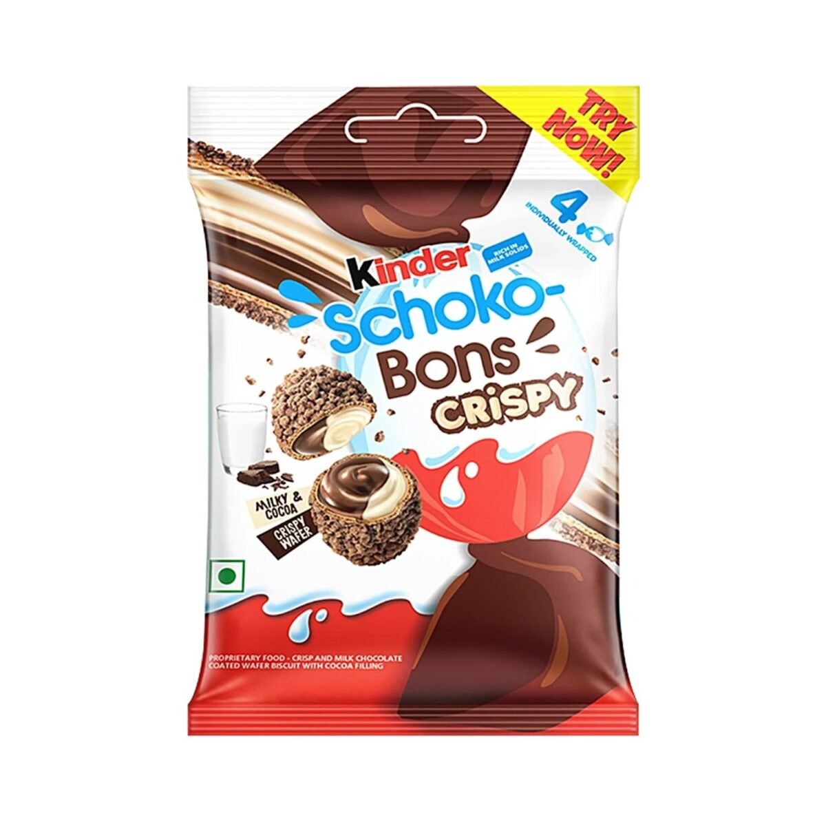 Kinder Schoko-Bons Crispy 4pc - Creamy & Crunchy Chocolate