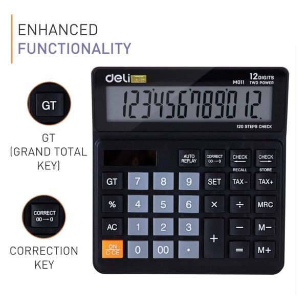 Deli WM01120 12-Digit Calculator - Tax, Dual Power