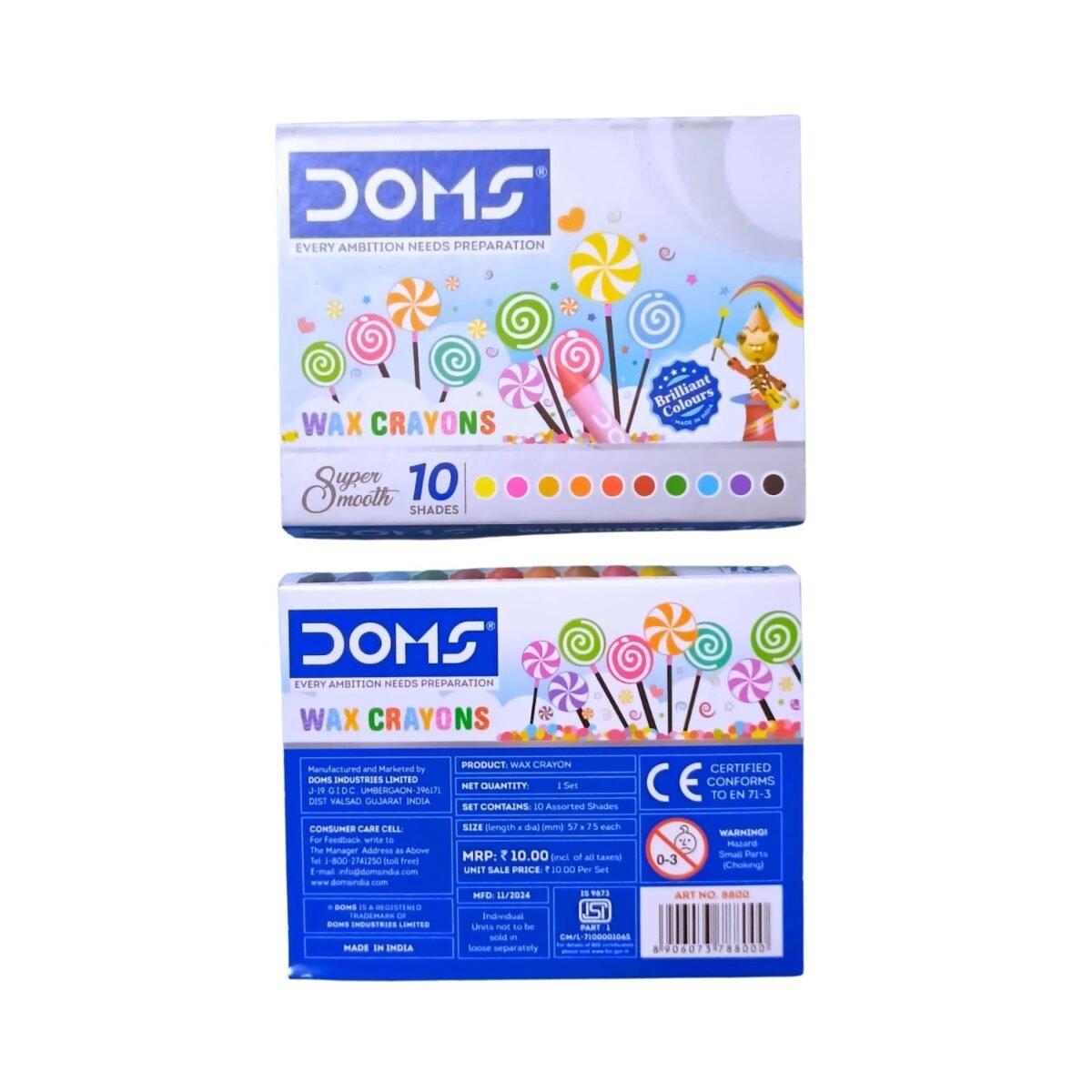 Doms Wax Crayons 10 Shades