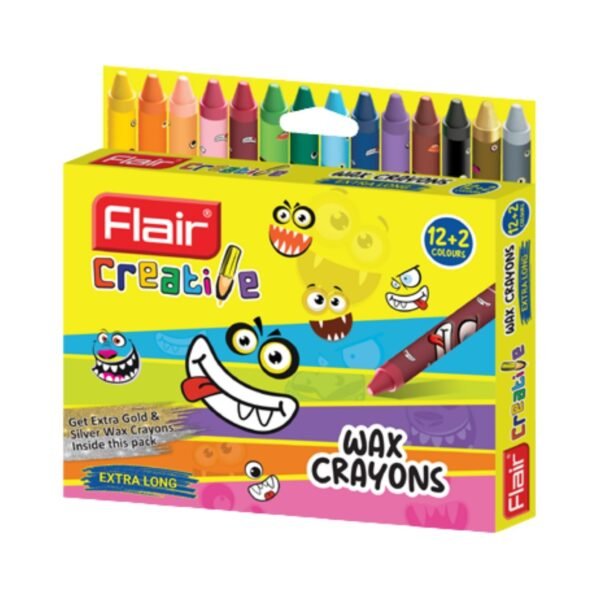 Flair Creative Extra Long Wax Crayons 12+2