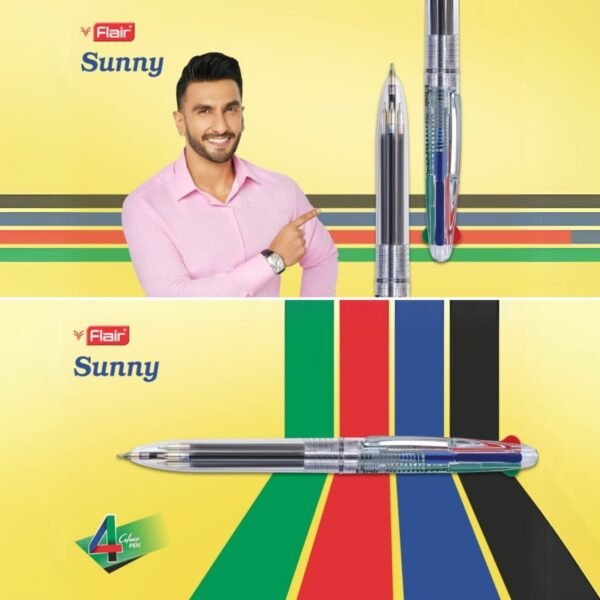 Flair Sunny 4 Colour Ball Pen with Silky Low-Viscosity Ink
