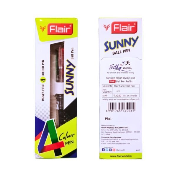 Flair Sunny 4 Colour Ball Pen with Silky Low-Viscosity Ink