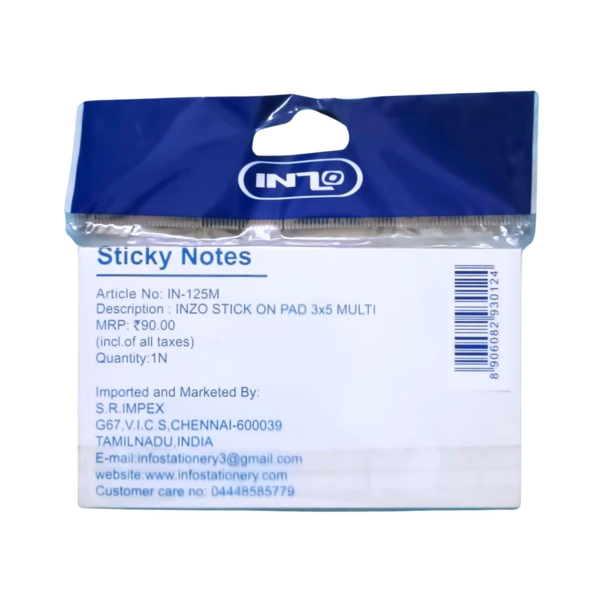 Inzo Sticky Notes 3x5 IN-125 Multi
