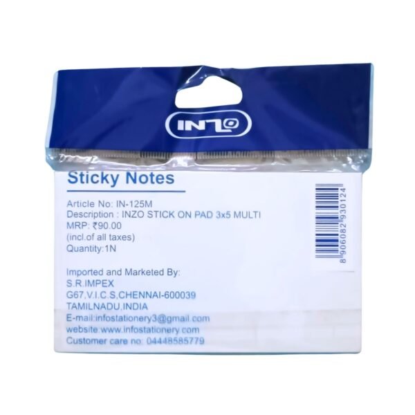 Inzo Sticky Notes 3x5 IN-125 Multi