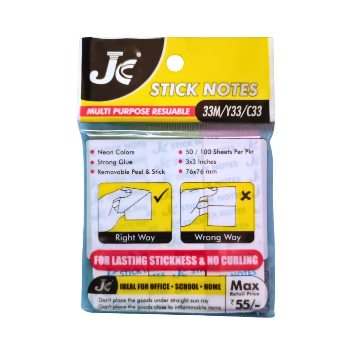 JC Sticky Notes 3 set of 1x3 inch