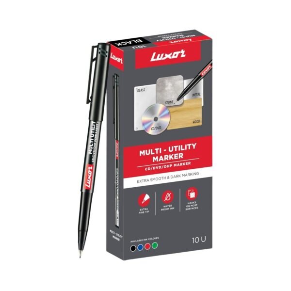 Luxor CD/DVD/OHP Marker - Black (Pack of 10)