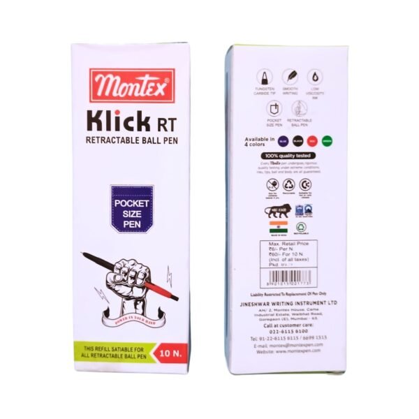 Montex Klick RT Ball Pen - Blue Ink (Pack of 10)