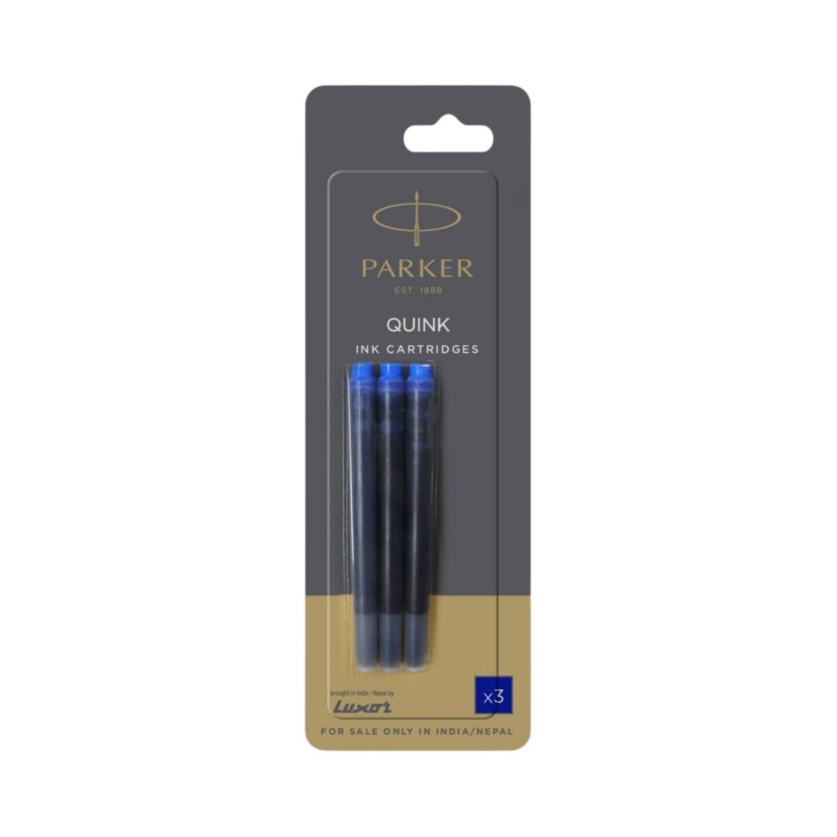 Parker Quink Ink Cartridges - Blue Ink (Pack of 3)