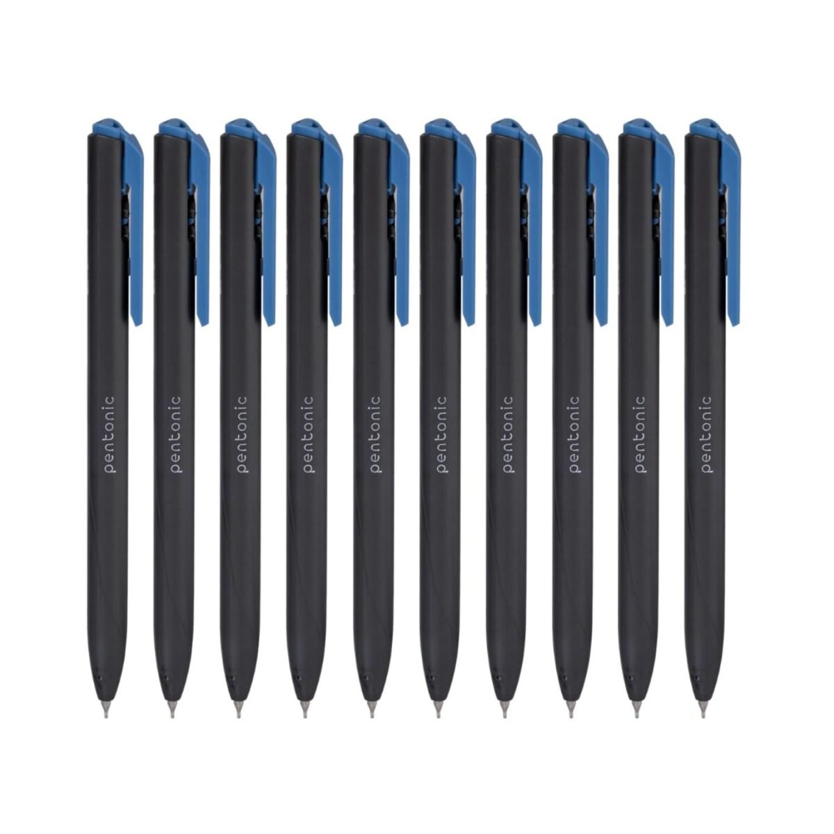 Experience superior writing with the Pentonic 0.7mm retractable blue pen. Features a sleek matte finish, comfortable grip, and smooth-flow ink. Pack of 10.