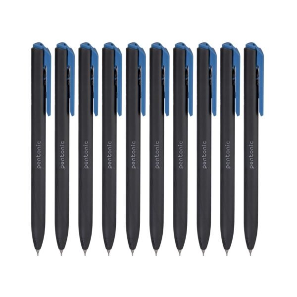 Experience superior writing with the Pentonic 0.7mm retractable blue pen. Features a sleek matte finish, comfortable grip, and smooth-flow ink. Pack of 10.