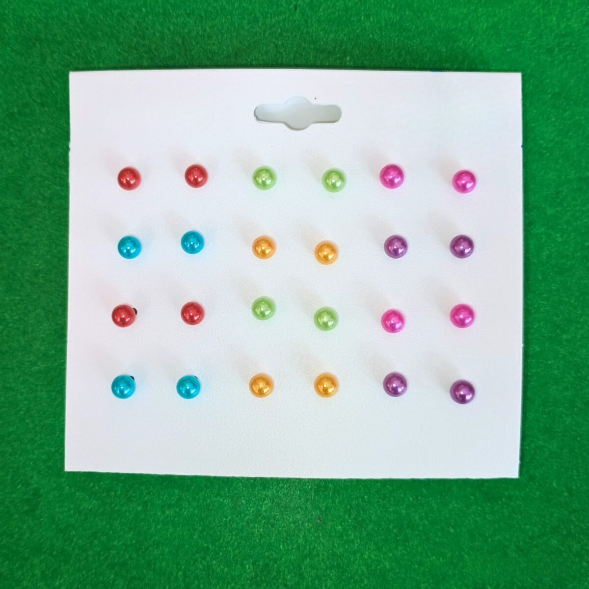 AuraGlow Set of 12 Multicolor Pearl Stud Earrings