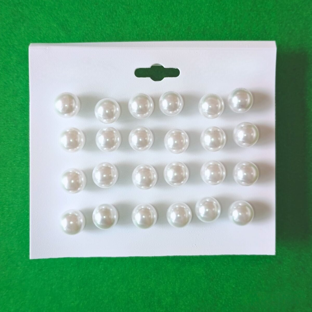 Classic White Pearl Stud Earrings - Set of 12 Pairs