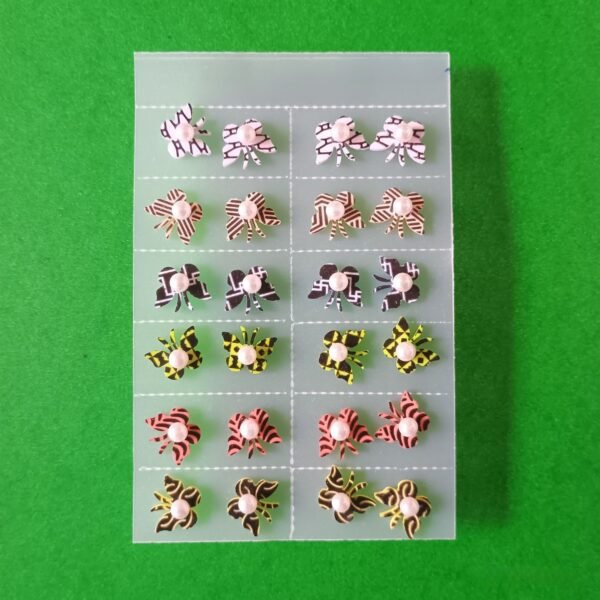 Colorful Patterned Butterfly Stud Earring Set (12 Pairs)