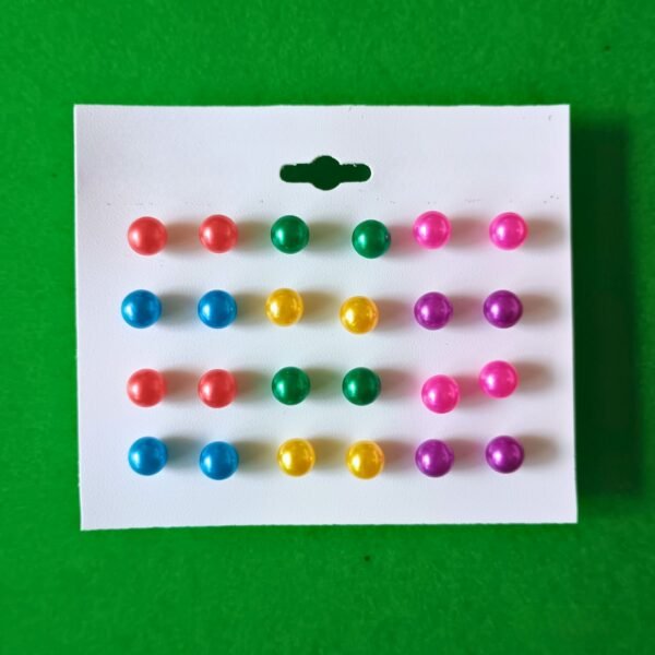 Colourful Pearl Stud Earrings - Set of 12