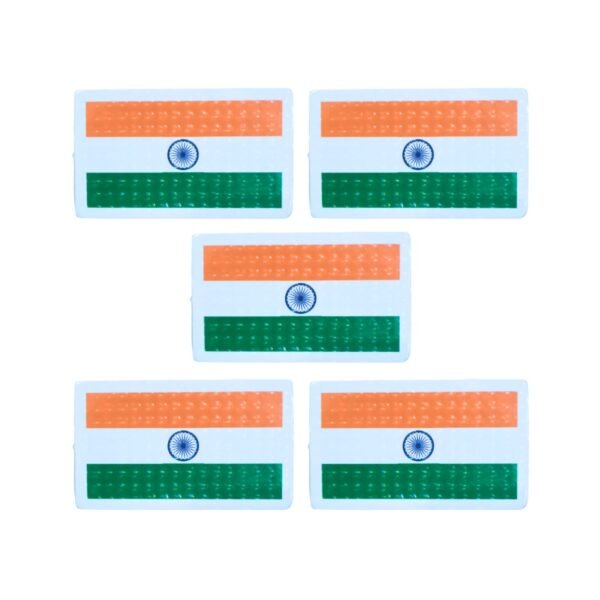 Indian Flag Badge - Shiny Rectangular (Pack of 5)